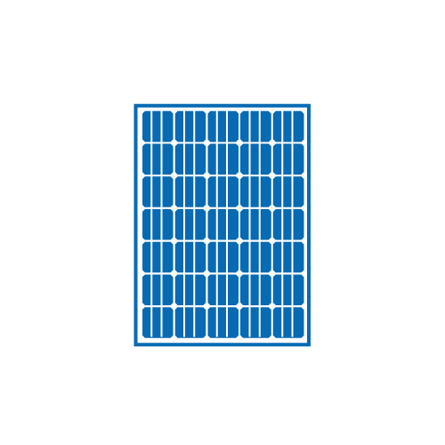 Icon eines Photovoltaikmoduls zur Solarstromerzeugung auf Hausd&auml;chern